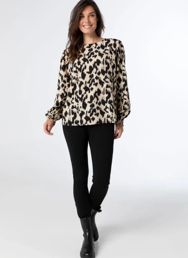 Blouses>Norah Blouse Beige Zwart