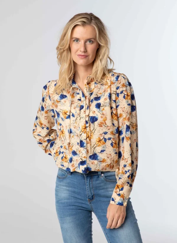 Blouses>Norah Blouse Blauw Beige