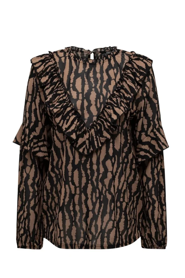 Blouses>Norah Blouse Bruin Zwart