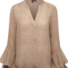 Blouses>Norah Blouse Bruin Blauw Geruit Beige