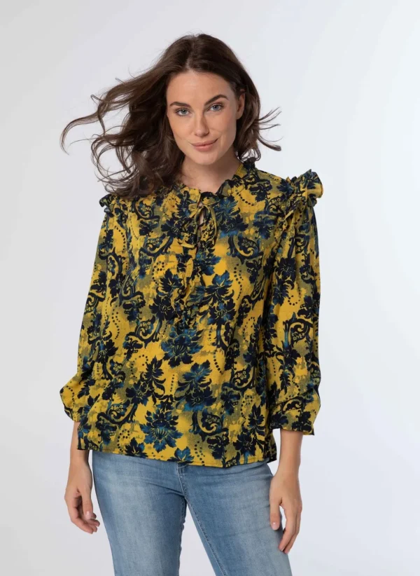 Blouses>Norah Blouse Geel Blauw