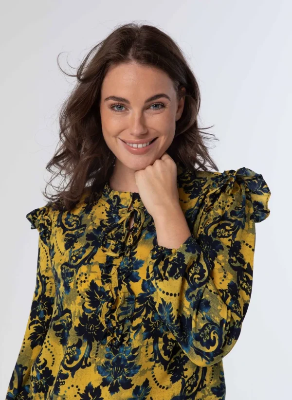 Blouses>Norah Blouse Geel Blauw