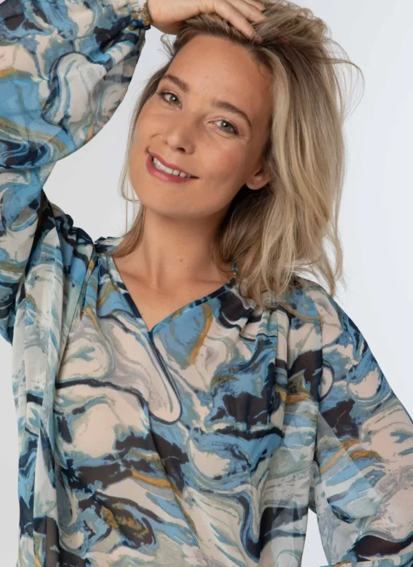 Blouses>Norah Blouse Wit Blauw