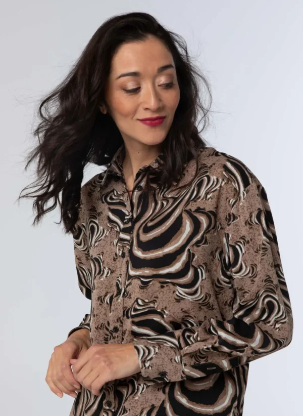 Blouses>Norah Blouse Zwart Bruin