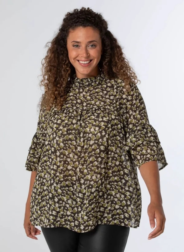 Blouses>Norah Blouse Zwart Groen