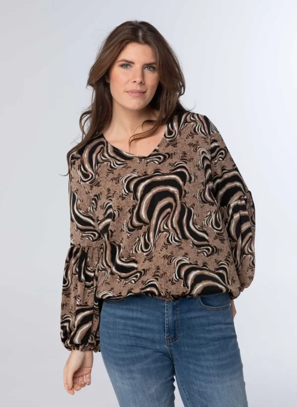 Blouses>Norah Blouse Zwart Bruin