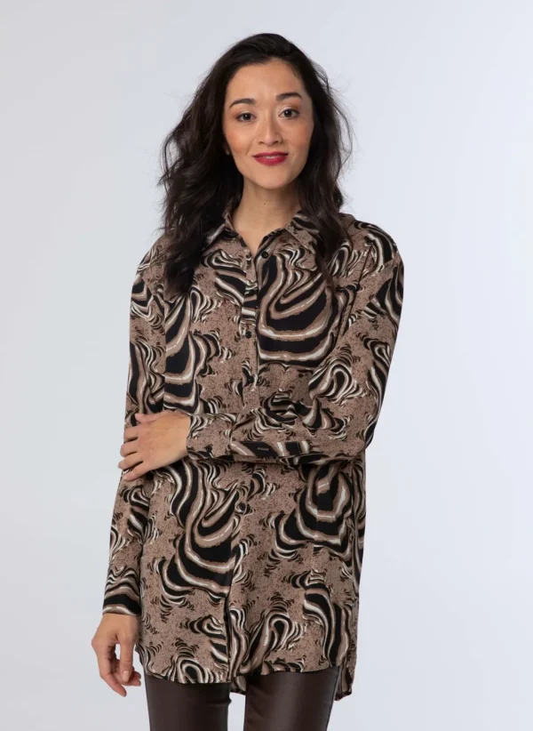 Blouses>Norah Blouse Zwart Bruin