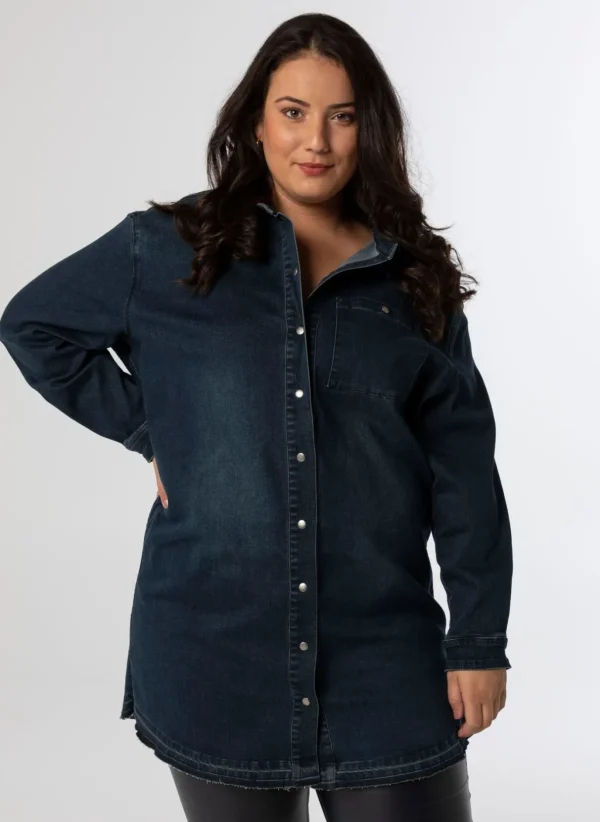 Blouses>Norah Denim Blouse Donker Blauw