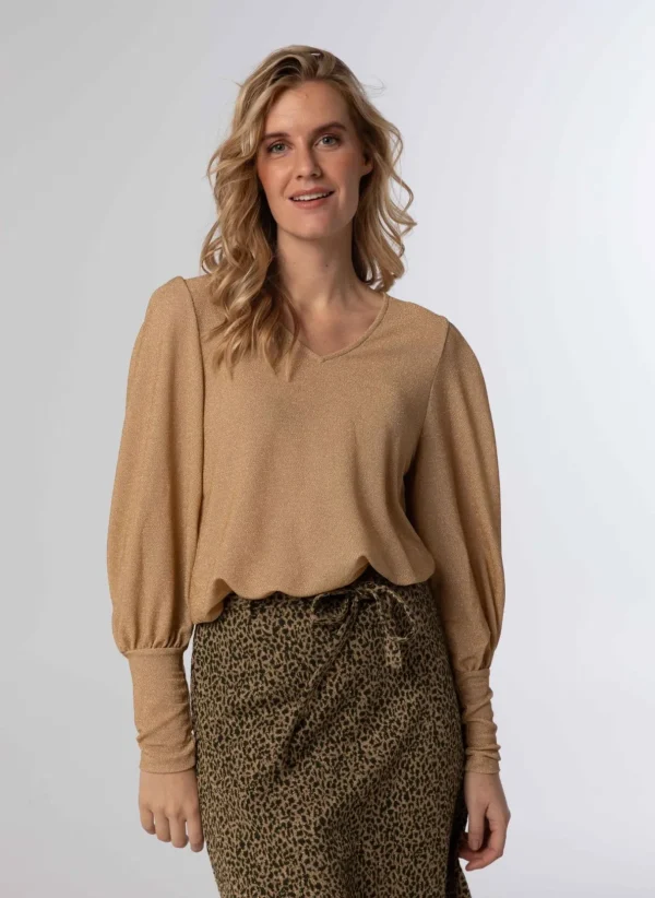 Shirts & Tops>Norah Shirt Goud Beige