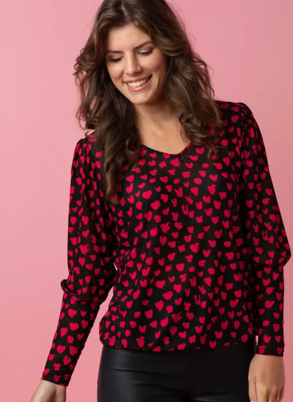 Shirts & Tops>Norah Shirt Zwart Roze