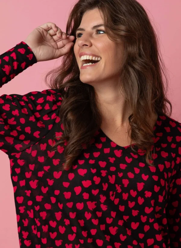 Shirts & Tops>Norah Shirt Zwart Roze