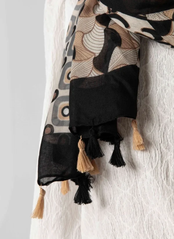 Accessoires>Norah Sjaal Beige Zwart